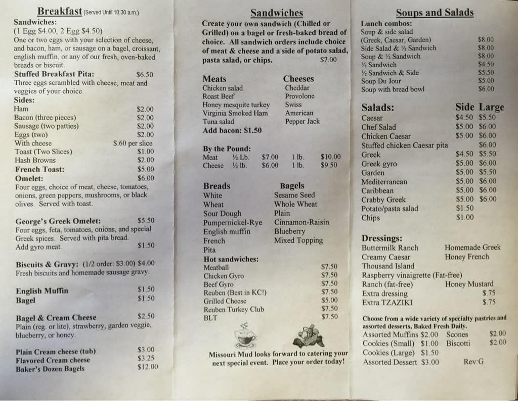 Online Menu Of Missouri Mud Company Restaurant Raymore Missouri