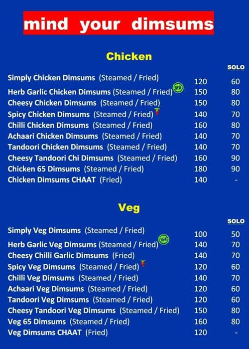 Mind Your Dimsums menu