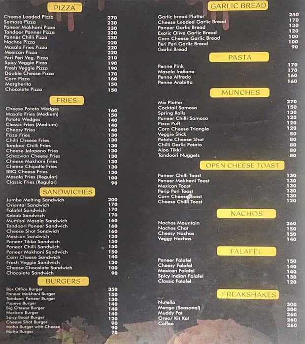 Cafe Chokolade menu