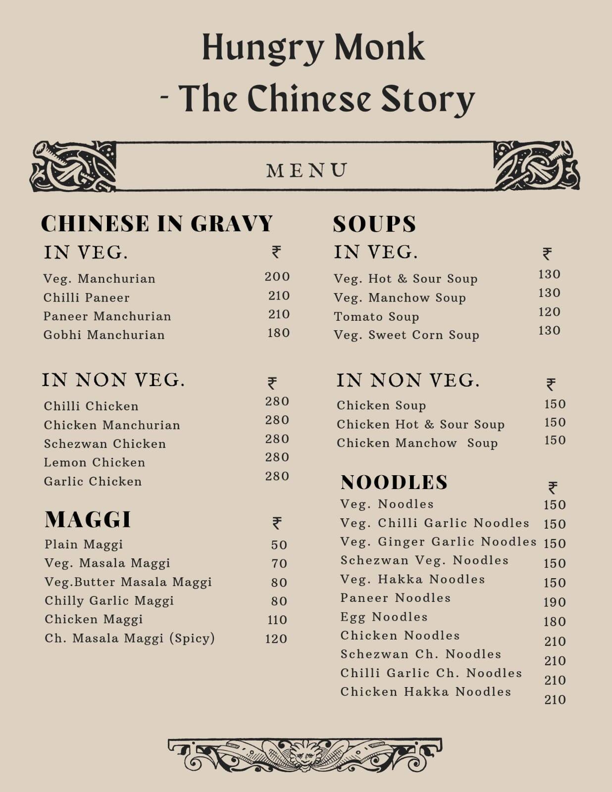 Menu at Chicken Central, New Delhi