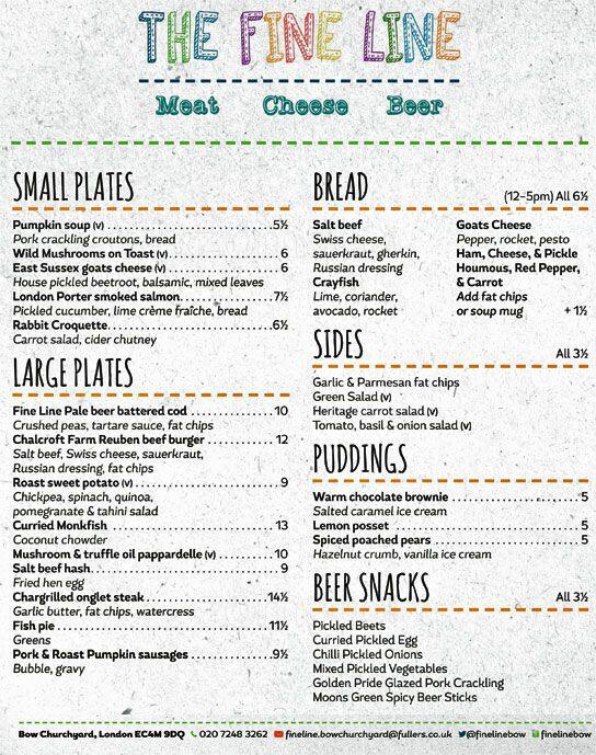Fine Line menu