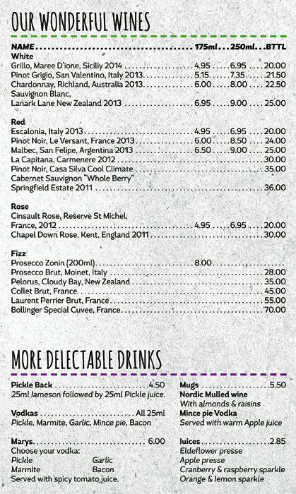 Fine Line menu