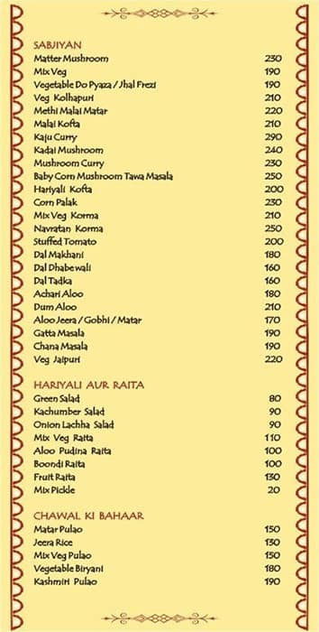 Kanchan Kesari Village Resort menu