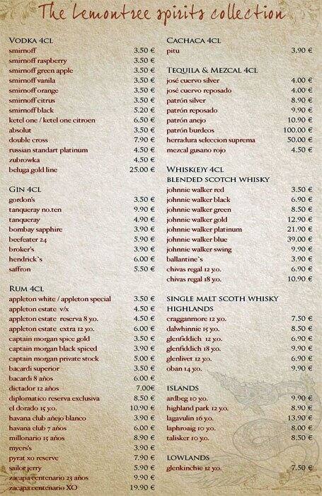 Menu de Lemon Tree