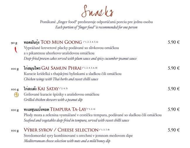 Menu de Lemon Tree
