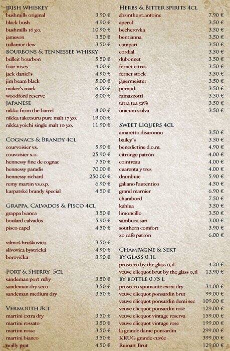 Menu de Lemon Tree