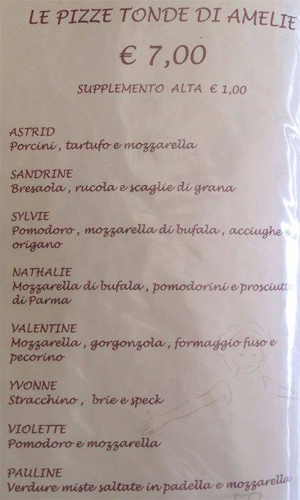Menu di Amelie 
