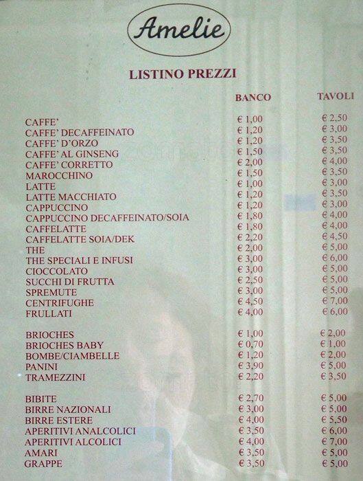 Menu di Amelie 