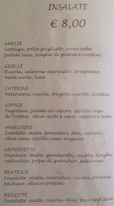 Menu di Amelie 