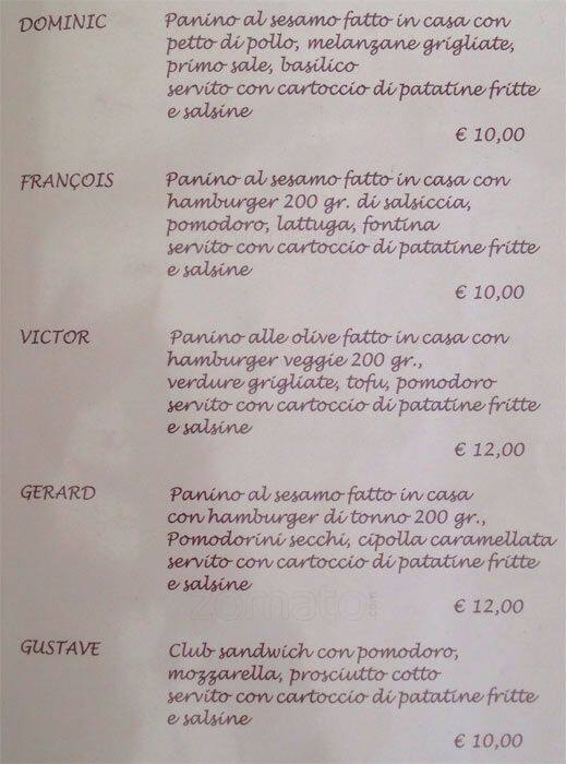 Menu di Amelie 