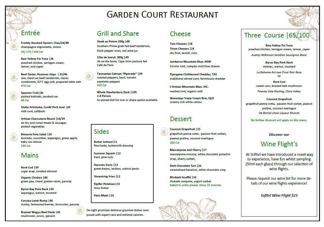 Menu at Garden Court restaurant Sydney Menu at Garden Court restaurant Sydney