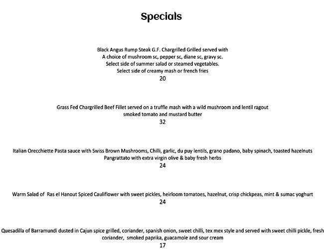 Darley Street Bistro Menu, Menu for Darley Street Bistro, Enmore