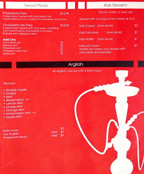 Chokolatta menu