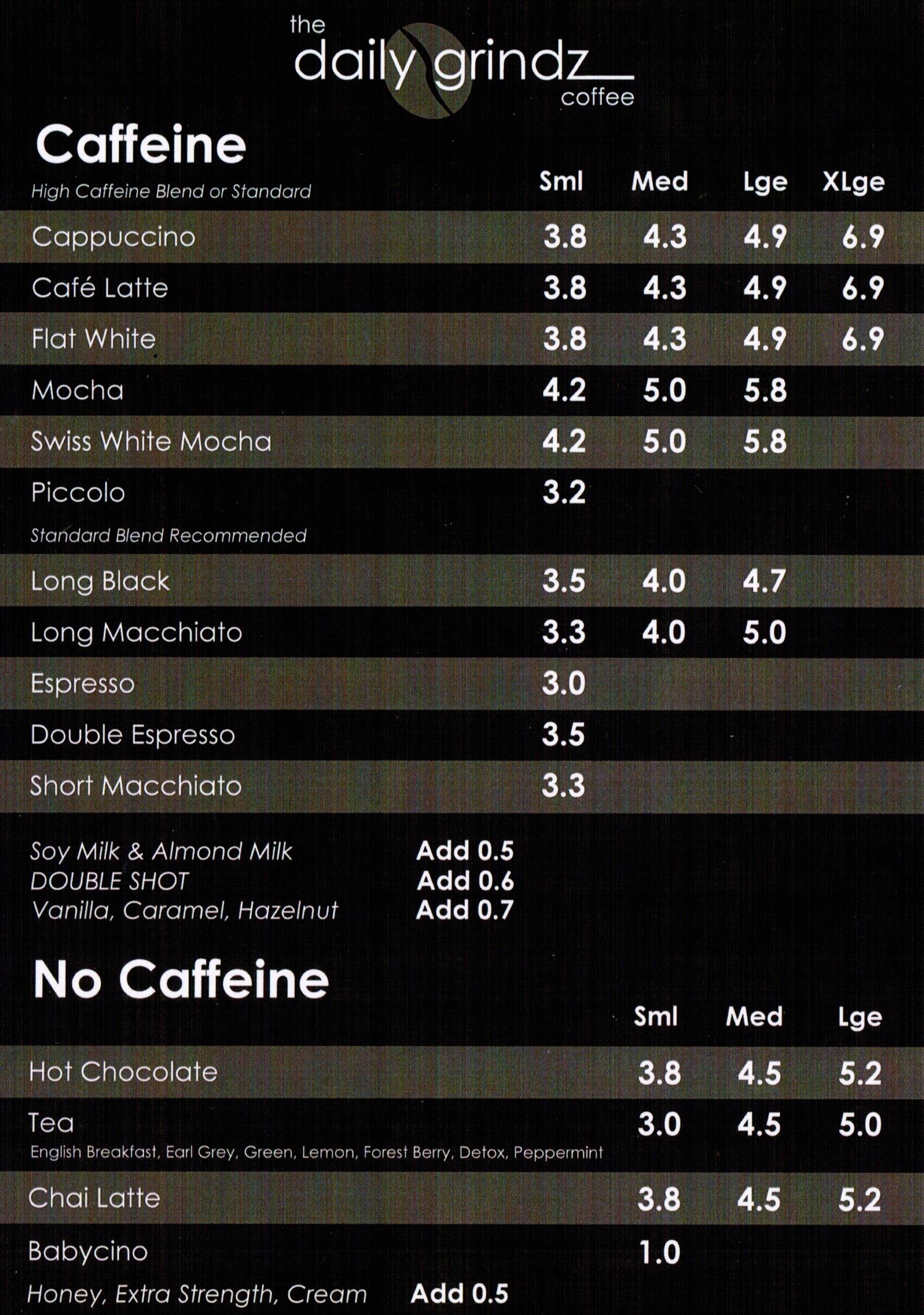 The Daily Grindz Coffee Menu, Menu for The Daily Grindz Coffee, Browns