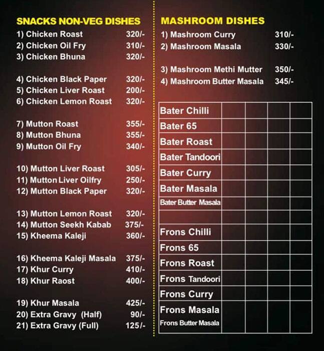 Mana Bar & Restaurant menu