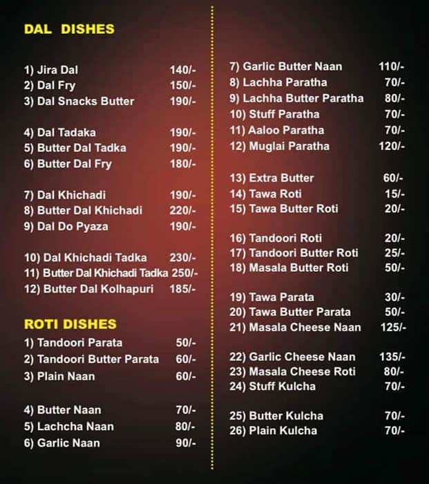 Mana Bar & Restaurant menu