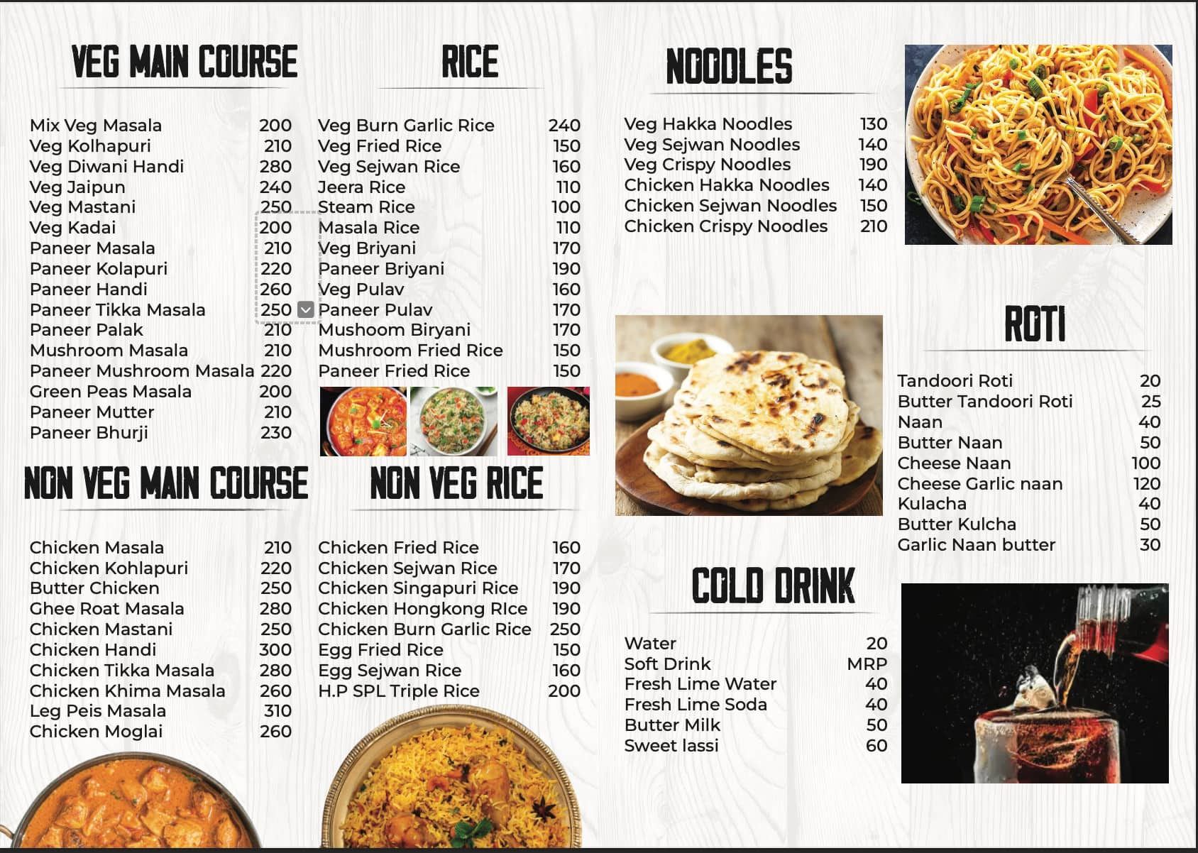 Menu of Tandoori Tales, Mapusa, Goa