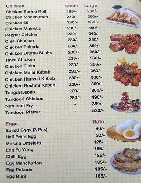 Hotel Megha City menu