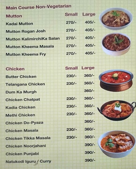 Hotel Megha City menu