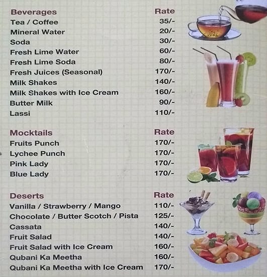 Hotel Megha City menu