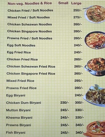 Hotel Megha City menu