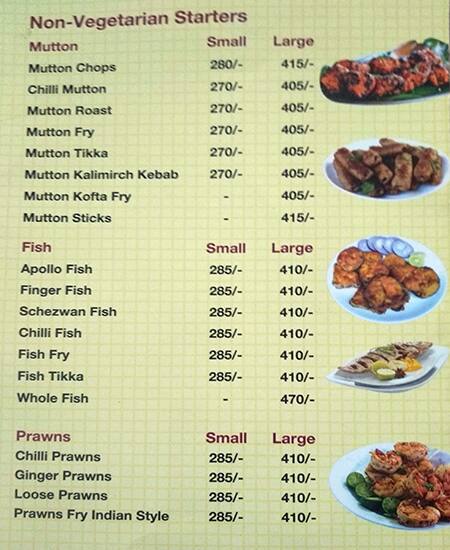 Hotel Megha City menu