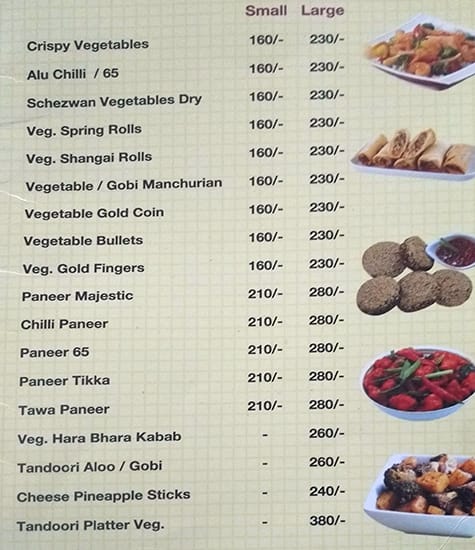 Hotel Megha City menu