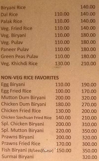 Neelam Restaurant menu