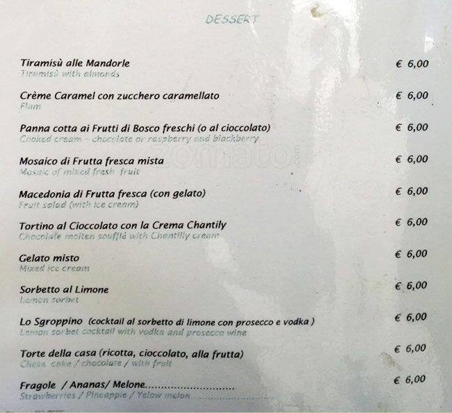 Menu di Ristorante La Cornucopia 