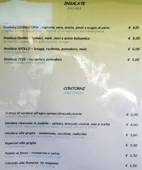 Menu di Ristorante La Cornucopia 