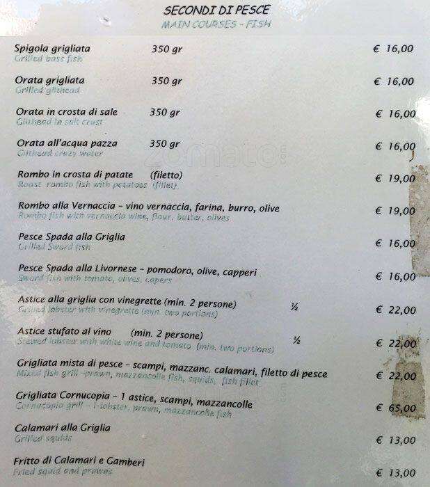 Menu di Ristorante La Cornucopia 