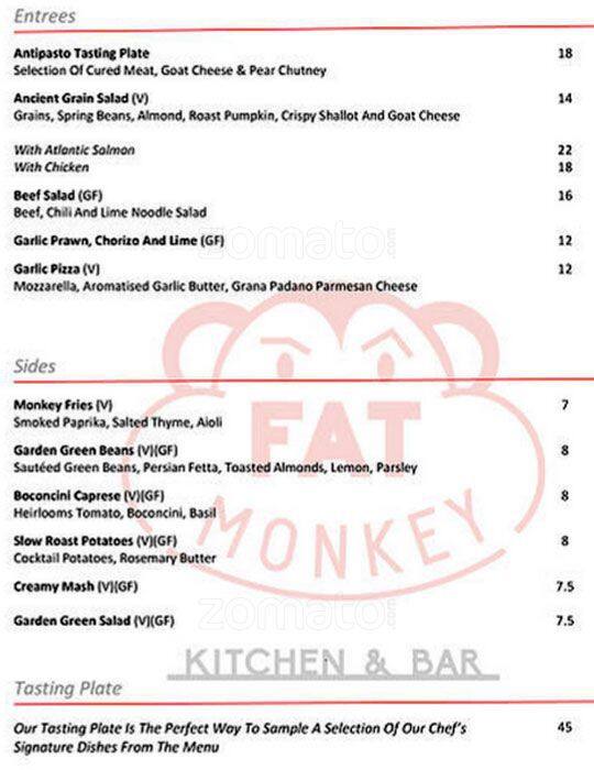 Fat Monkey Menu, Menu for Fat Monkey, Glen Iris, Melbourne Urbanspoon