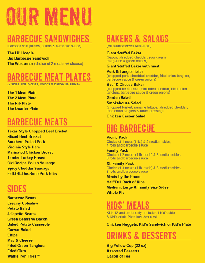 Dickey's Barbecue Pit menu