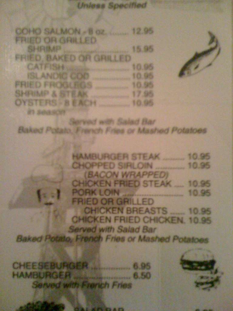 Carta de Wright's Steak House