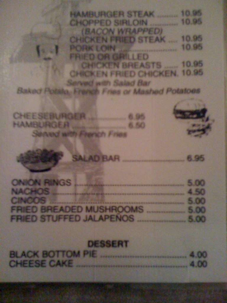 Carta de Wright's Steak House