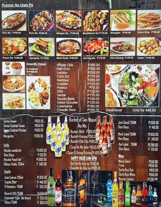 Santai Resto Bar Menu, Menu v reštaurácii Santai Resto Bar, Highway