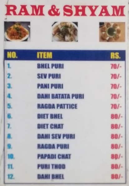 Ram & Shyam menu