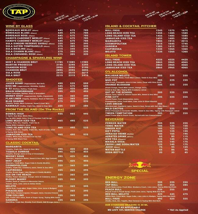 TAP menu