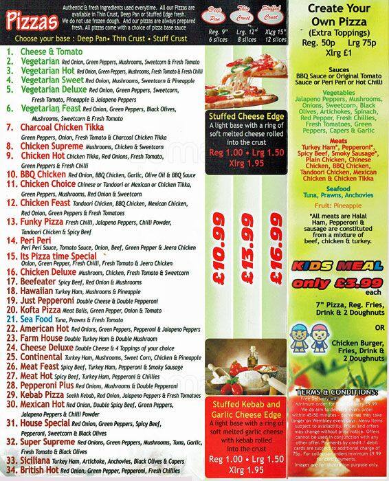 It's Pizza Time Ltd menu