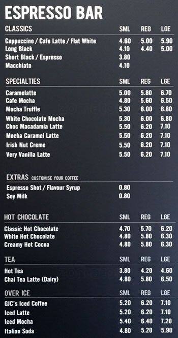 Gloria Jean's Coffee Menu - Menumania Zomato