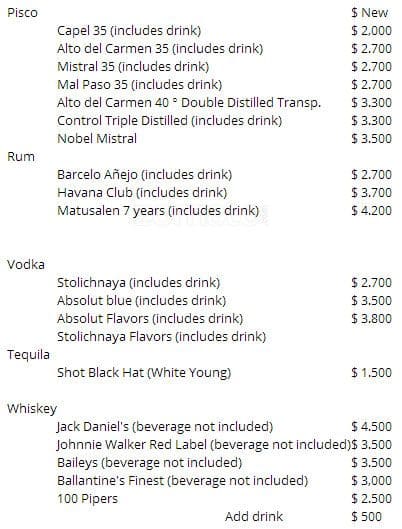 Carta de Bar de Rene