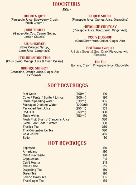 Ego Obsession And Thai menu