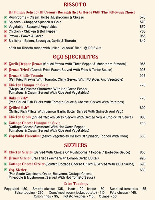 Ego Obsession And Thai menu