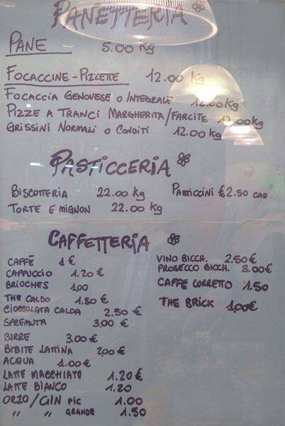 Menu di Serafini Panificio e Pasticceria 