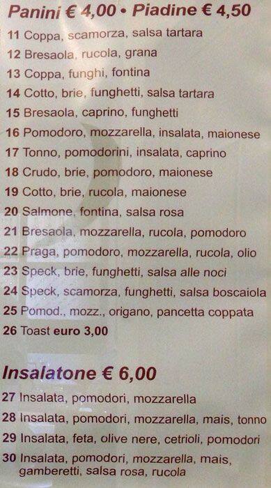 Menu di Il Cucchiaino 
