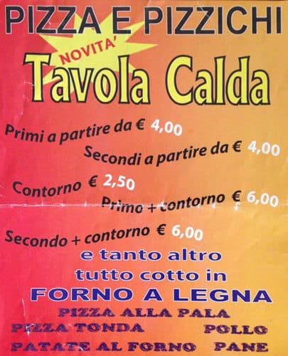 Menu di Pizza e Pizzichi 