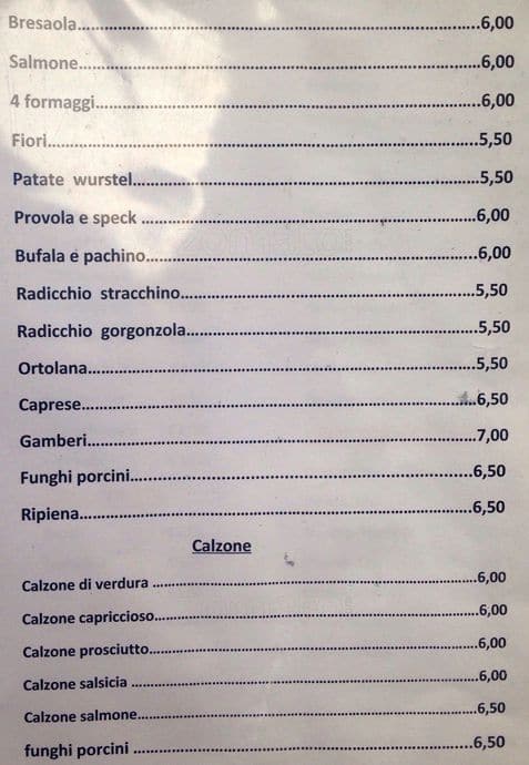 Menu di Pizza e Pizzichi 