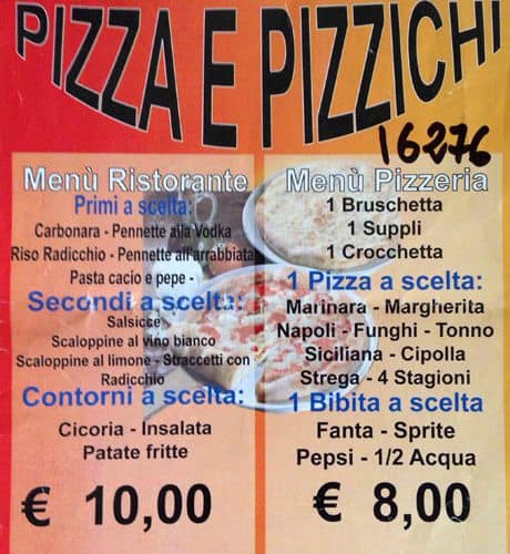 Menu di Pizza e Pizzichi 