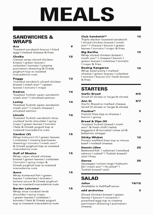 Menu at Cafe 63, Redcliffe, 185 Redcliffe Parade