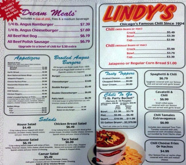 Lindy's Chili & Gertie's Ice Cream Menu Urbanspoon/Zomato